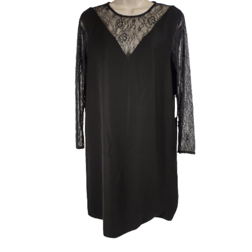 Worth Dress Black Polyester and Lace Lucy Women's size 8 Semiformal NEW